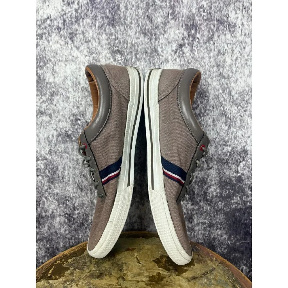 Tommy Hilfiger Brown Gray Red‎ Blue Logo Lace Up Sneaker Shoes Mens Size 10.5
